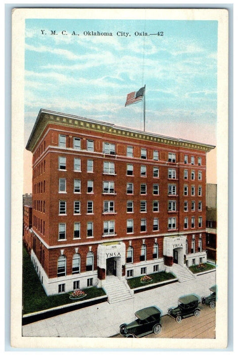 c1920 Aerial View YMCA Building Classic Cars Oklahoma City Oklahoma OK Postcard