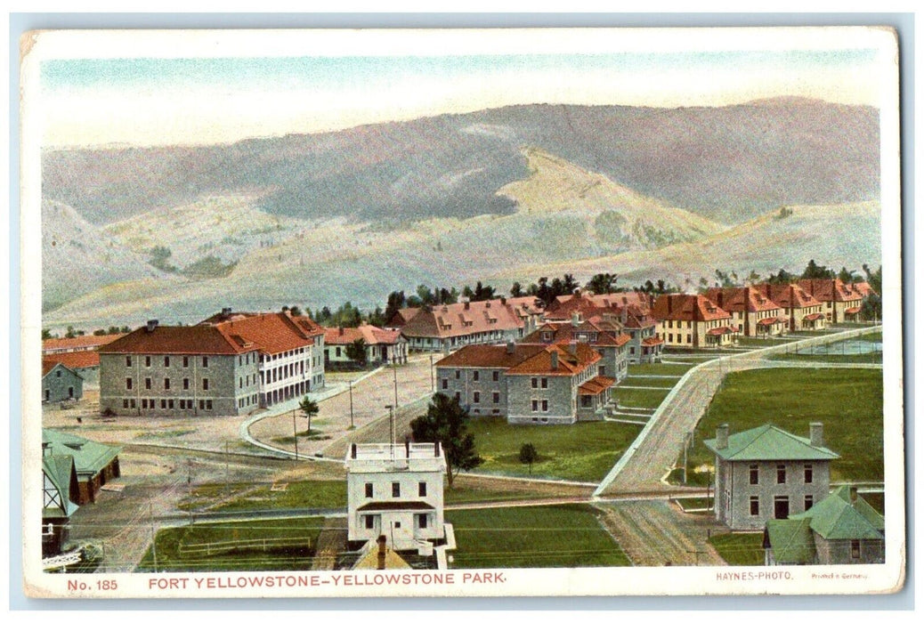 c1920 Fort Yellowstone Exterior Building Road Yellowstone Park Wyoming Postcard