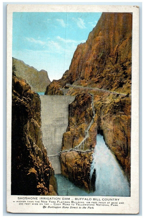 c1920 Shoshone Irrigation Dam Buffalo Bill Country Yellowstone Park WY Postcard