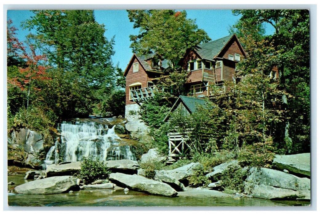 c1950's Chalet Les Cascades Bird Rock Falls Romas North Carolina NC Postcard