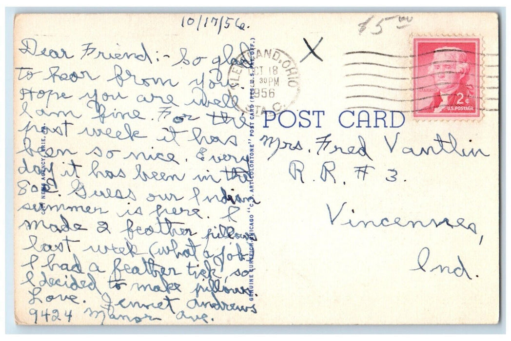 1956 Academy High School Stadium Field Erie Pennsylvania Posted Vintage Postcard