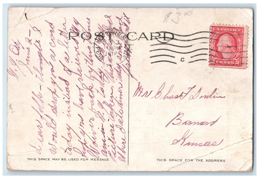 1918 Lorber's Restaurant Broadway Interior View New York NY Antique Postcard