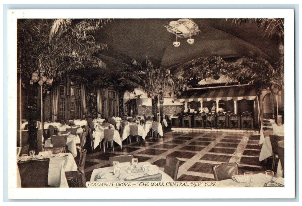 Cocoanut Grove The Park Central Interior Dining Room New York NY Postcard