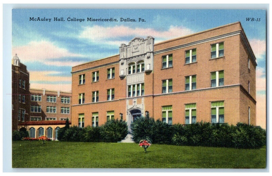 1940 McAuley Hall College Building Misericordia Pennsylvania PA Antique Postcard