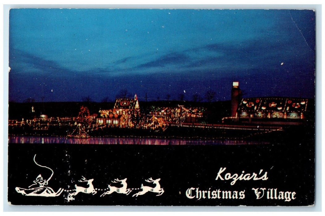 c1960 Night Koziar Christmas Village Bernville Pennsylvania PA Unposted Postcard