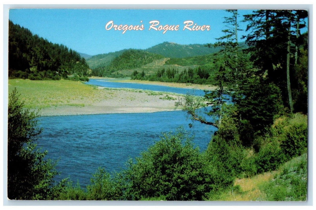 1985 Oregon's Beautiful Rogue River Fishing Stream Pacific Ocean Lake Postcard