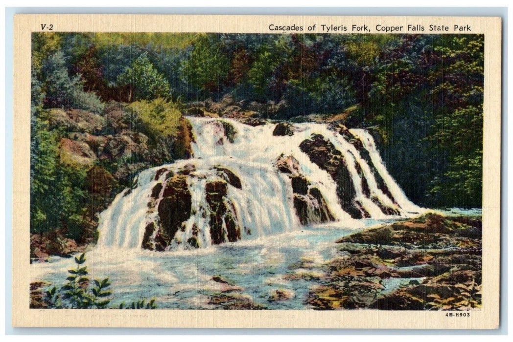 c1940 Cascades Tyleris Fork Copper Falls State Park Ashland Wisconsin Postcard