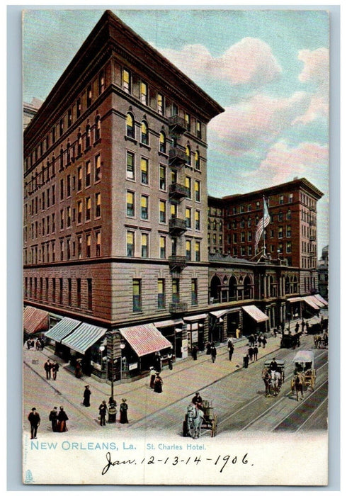 1906 St. Charles Hotel Building Stores New Orleans Louisiana LA Tuck's Postcard