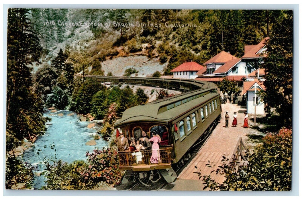 c1910's Oregon Express At Shasta Springs California CA, Railroad Train Postcard