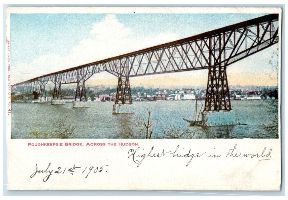1905 Poughkeepsie Bridge Across The Hudson New York NY Antique Postcard