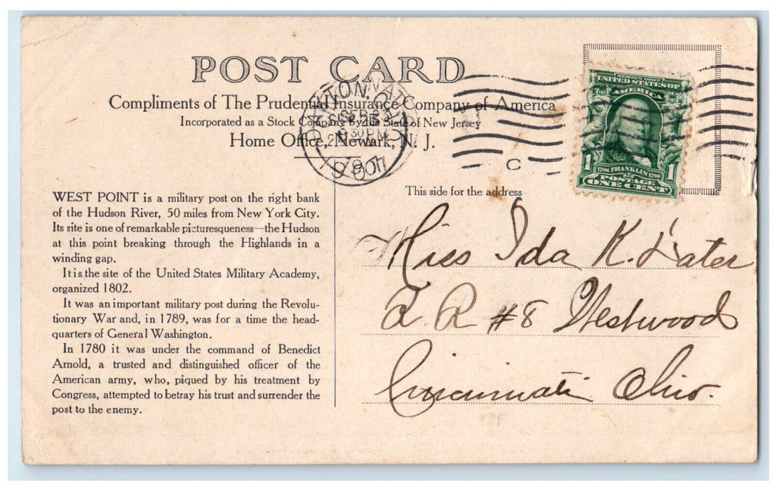 1907 West Point Batteries and Hudson River New York NY Antique Postcard