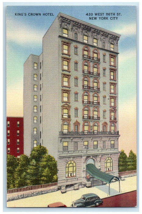 c1950's King's Crown Hotel Building Cars New York City New York NY Postcard