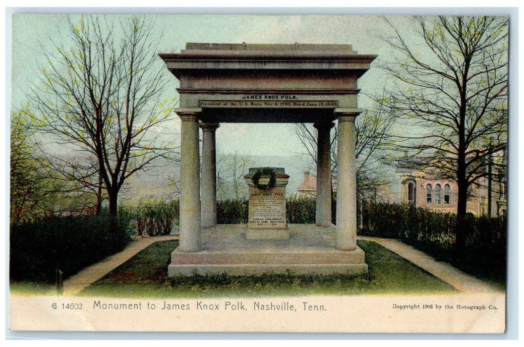 c1905 Monument to James Knox Polk Nashville Tennessee TN Antique Postcard