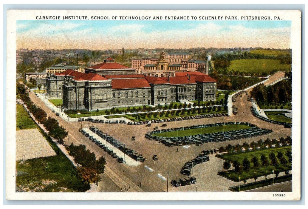 1920 Aerial View Carnegie Institute School Technology Pittsburgh Posted Postcard
