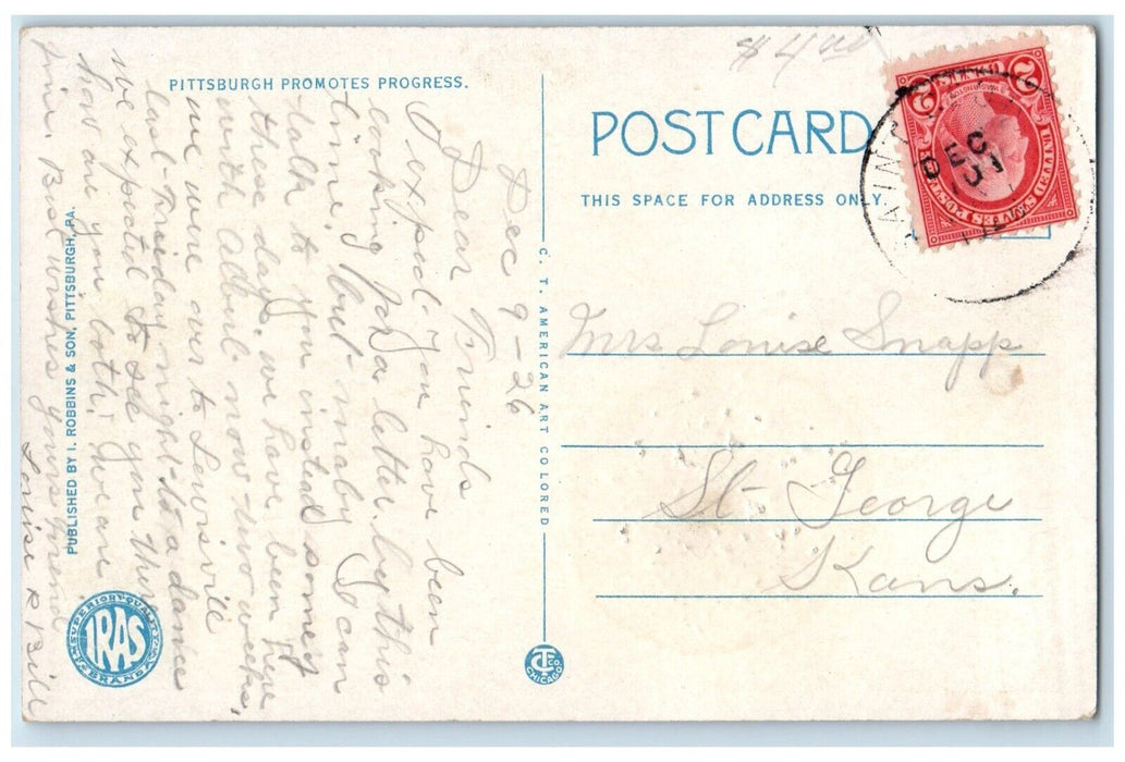 1920 Aerial View Carnegie Institute School Technology Pittsburgh Posted Postcard