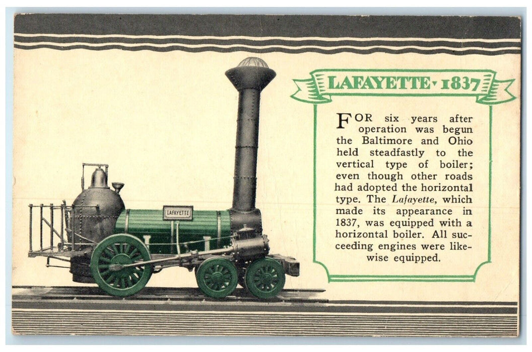 c1905 B&O Railroad Lafayette 1837 Baltimore And Ohio Train Antique Postcard