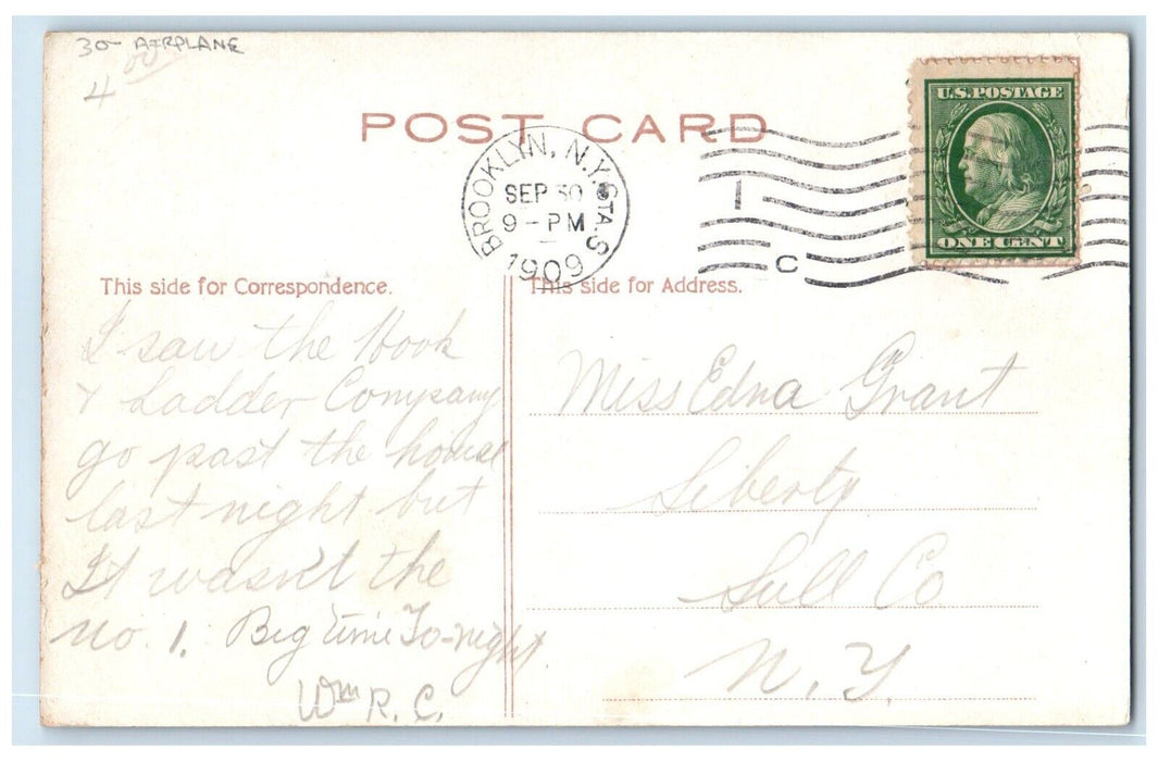 1909 Gilbert's Aeroplane Airplane Brooklyn New York NY Posted Antique Postcard