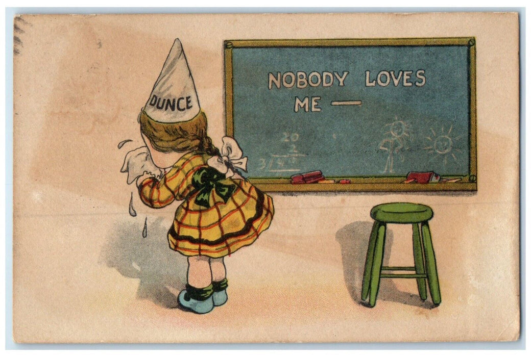 c1910's Little Girl Crying Dunes Nobody Loves Me Garfiled Kansas KS Postcard