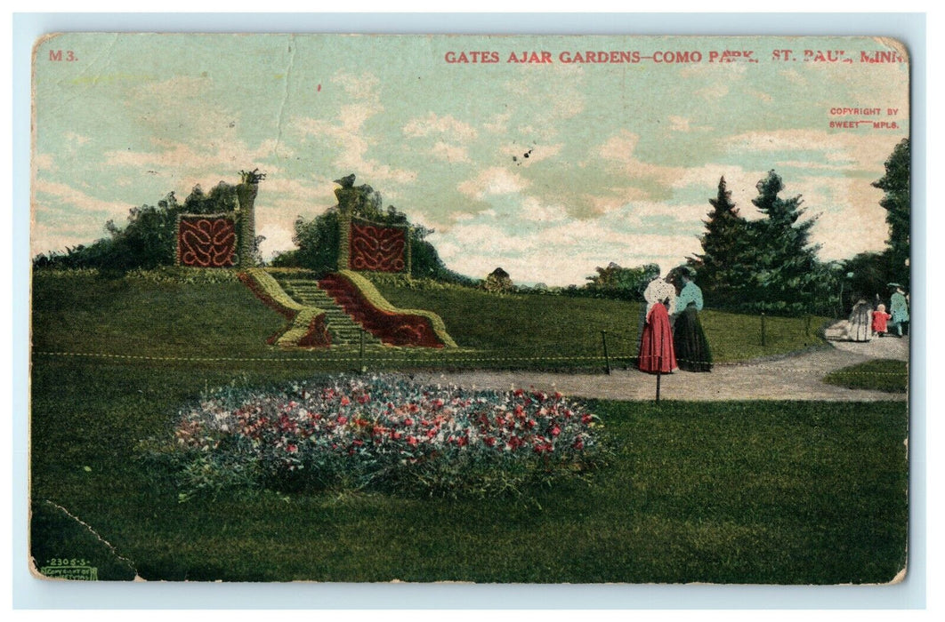 1908 Gates Ajar Gardens - Como Park St Paul Minnesota MN Antique Postcard