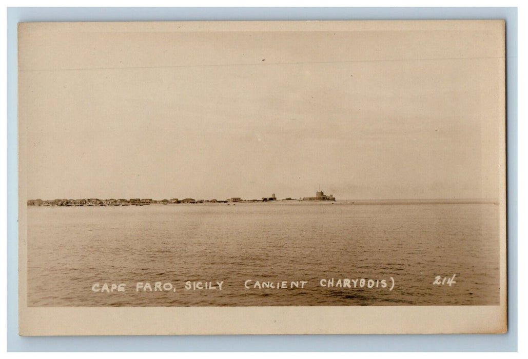 c1920's Cape Faro Sicily Italy Cancient Charybdis RPPC Photo Vintage Postcard