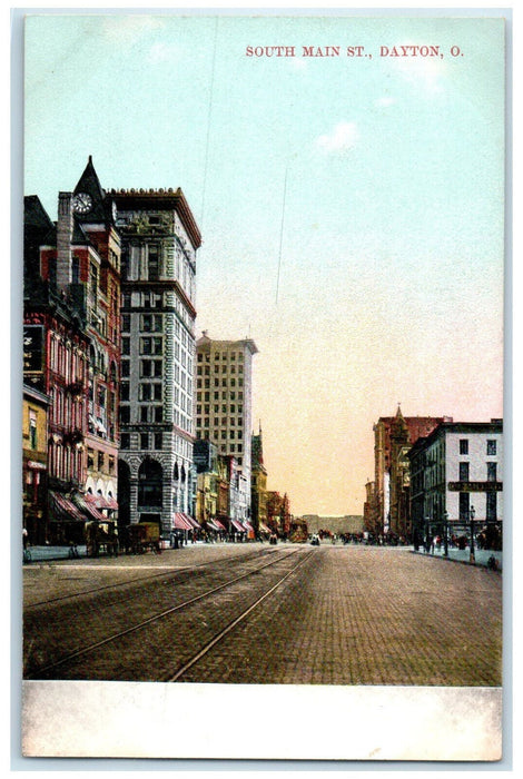 c1910 View of South Main Street Dayton Ohio OH Antique Unposted Postcard