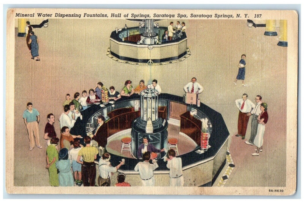 Mineral Water Dispensing Fountains Hall Of Springs Saratoga Springs NY Postcard