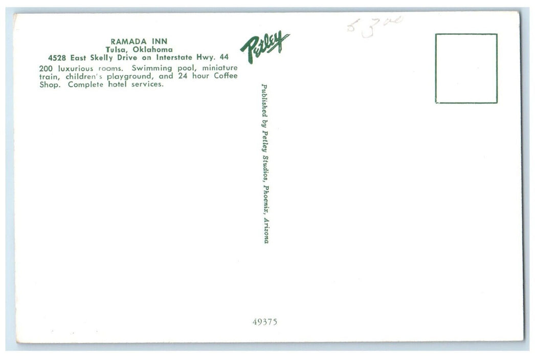 c1960's Ramada Inn Roadside Hotels Swimming Pool Tulsa Oklahoma OK Postcard