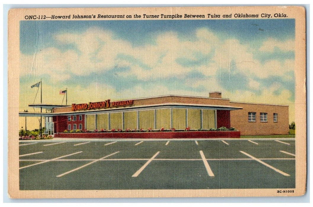 1954 Howard Johnson's Restaurant Turner Turnpike Tulsa Oklahoma City OK Postcard
