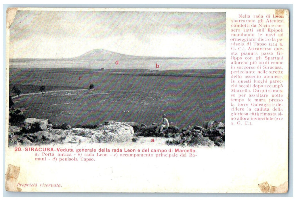 1908 General View Of Rada Leon And Campo Di Marcello Syracuse Italy Postcard