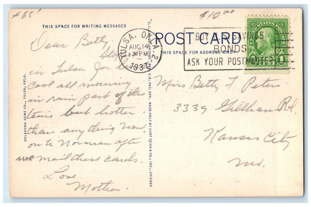 1937 Monkey Island Mohawk Park Tulsa Oklahoma OK Animals Posted Vintage Postcard