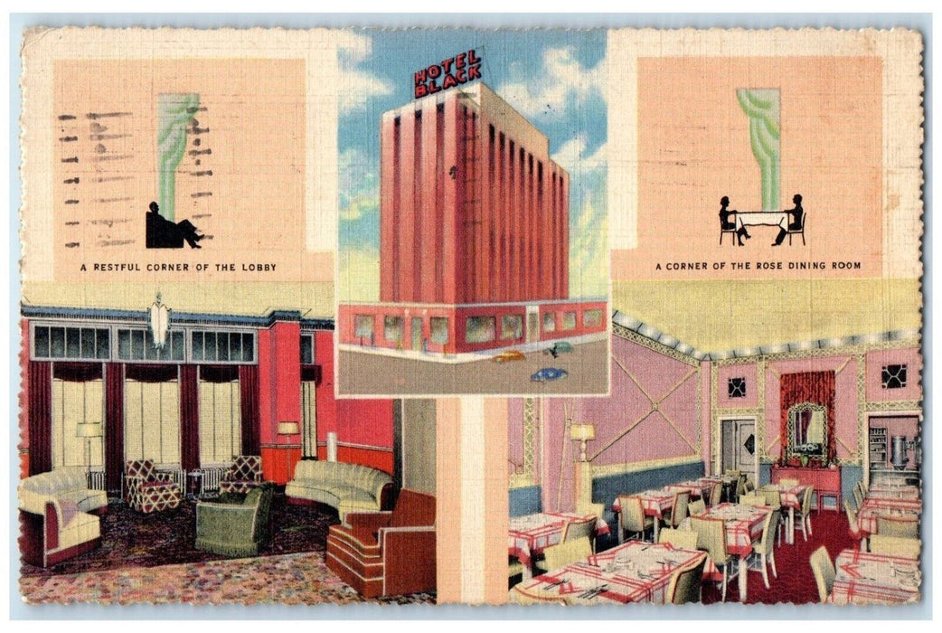 1938 Hotel Black Building Oklahoma City Oklahoma OK Multiview Vintage Postcard