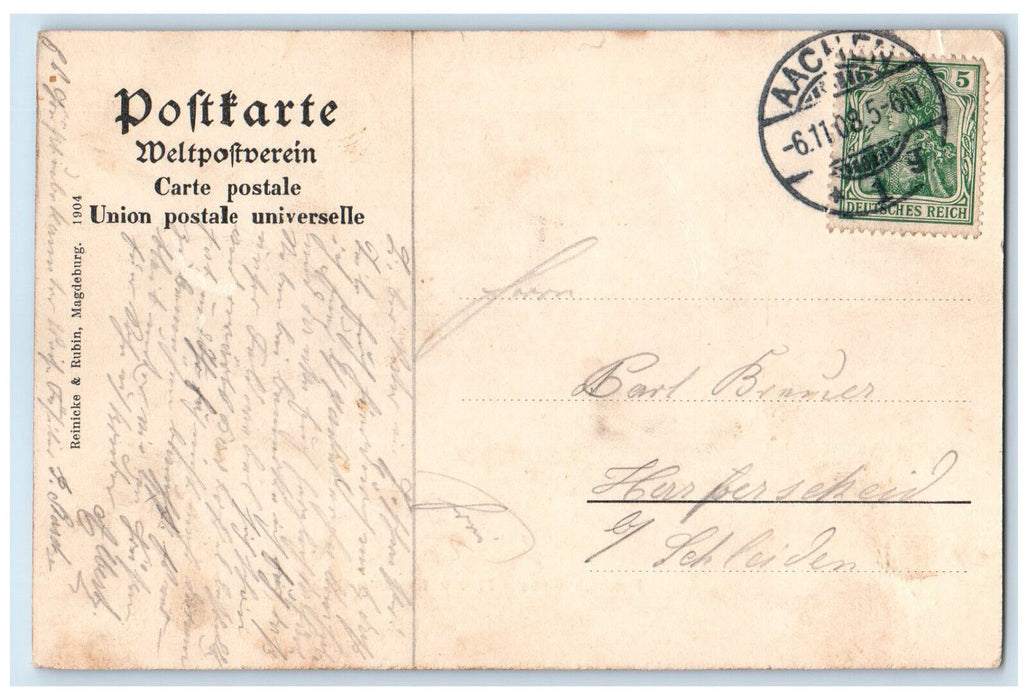 1908 Friedrich Wilhelm Platz U. Kapuziner-Graben Aachen Germany Postcard