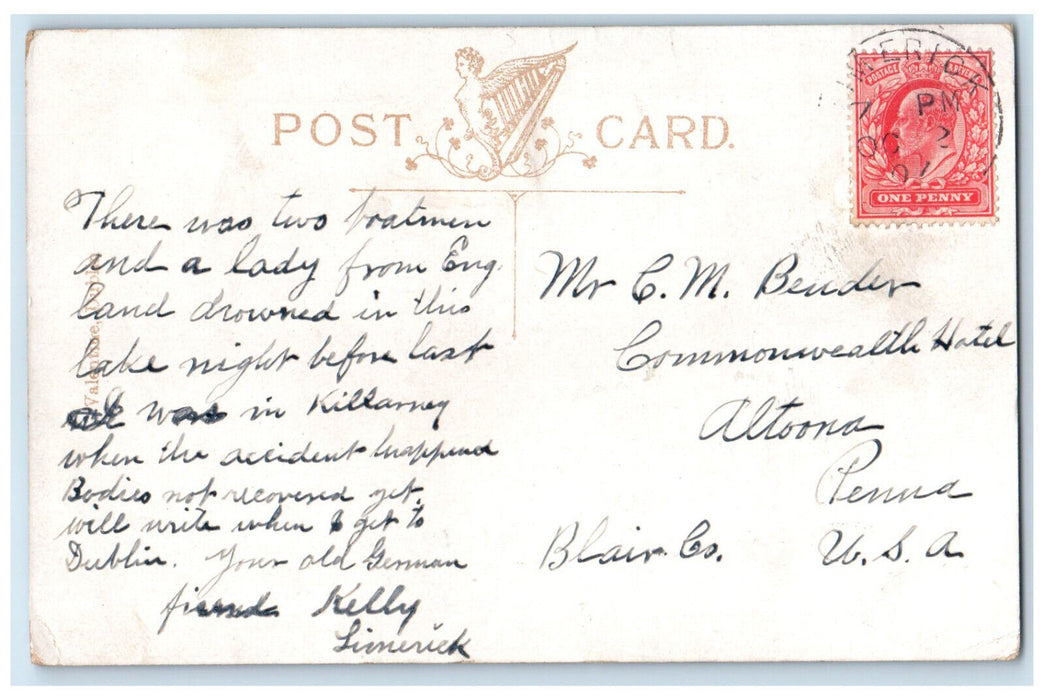 1907 Scene On The Middle Lake Killarney Ireland Antique Posted Postcard