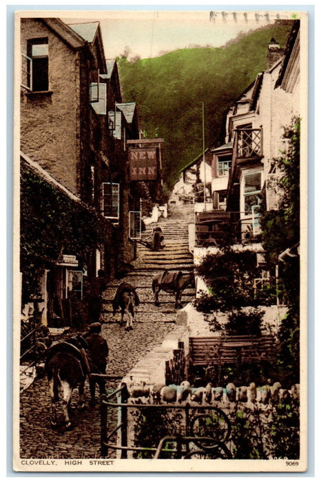 1936 Stairs in High Street Clovelly Devon England Antique Posted Postcard