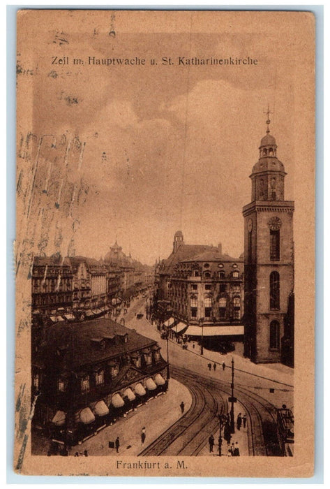 c1920's Zell m. Hauptwache St. Catherine's Church Frankfurt Germany Postcard