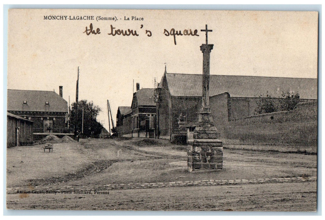 c1910 Town's Square (Somme) La Place Monchy-Lagache France Antique Postcard