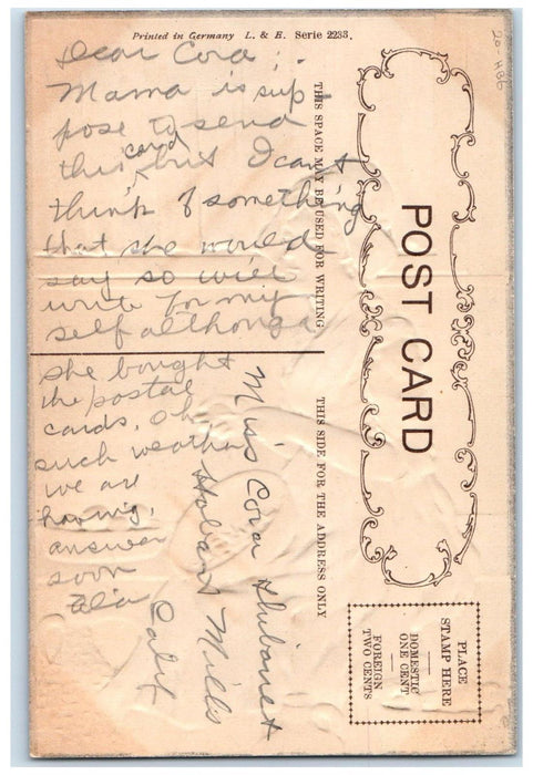 c1910's Thanksgiving Woman Maid Embossed HBG Hobart Mills California CA Postcard