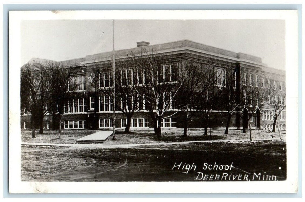 c1920's High School Building View Deer River Minnesota MN RPPC Photo Postcard