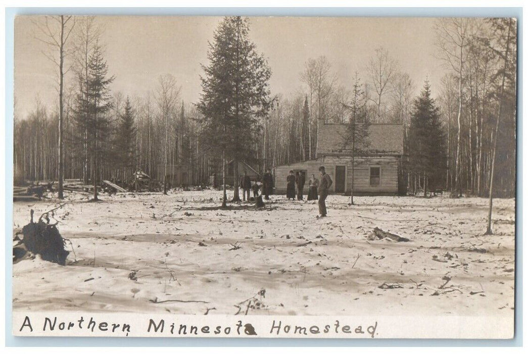 c1910's A Northern Minnesota Homestead View Snow Winter MN RPPC Photo Postcard