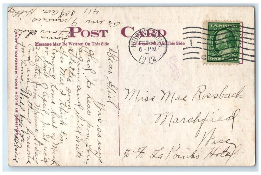 1912 City Hall Building View Poem Hibbing Minnesota MN RPPC Photo Postcard