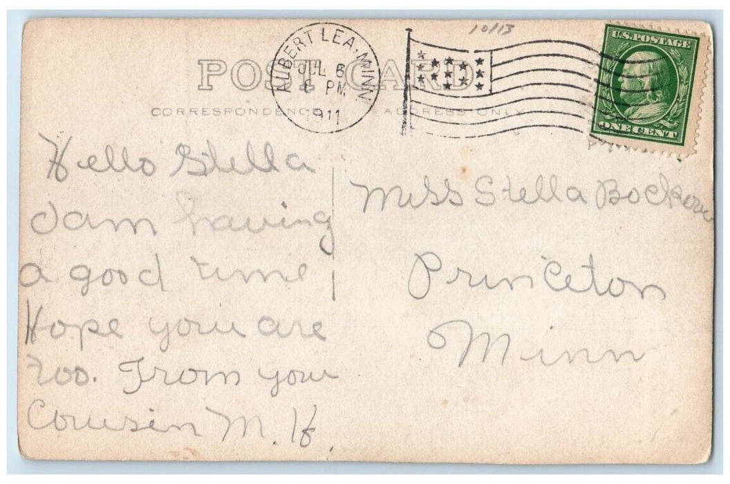 1911 Hotel Albert City Hall View Albert Lea Minnesota MN RPPC Photo Postcard