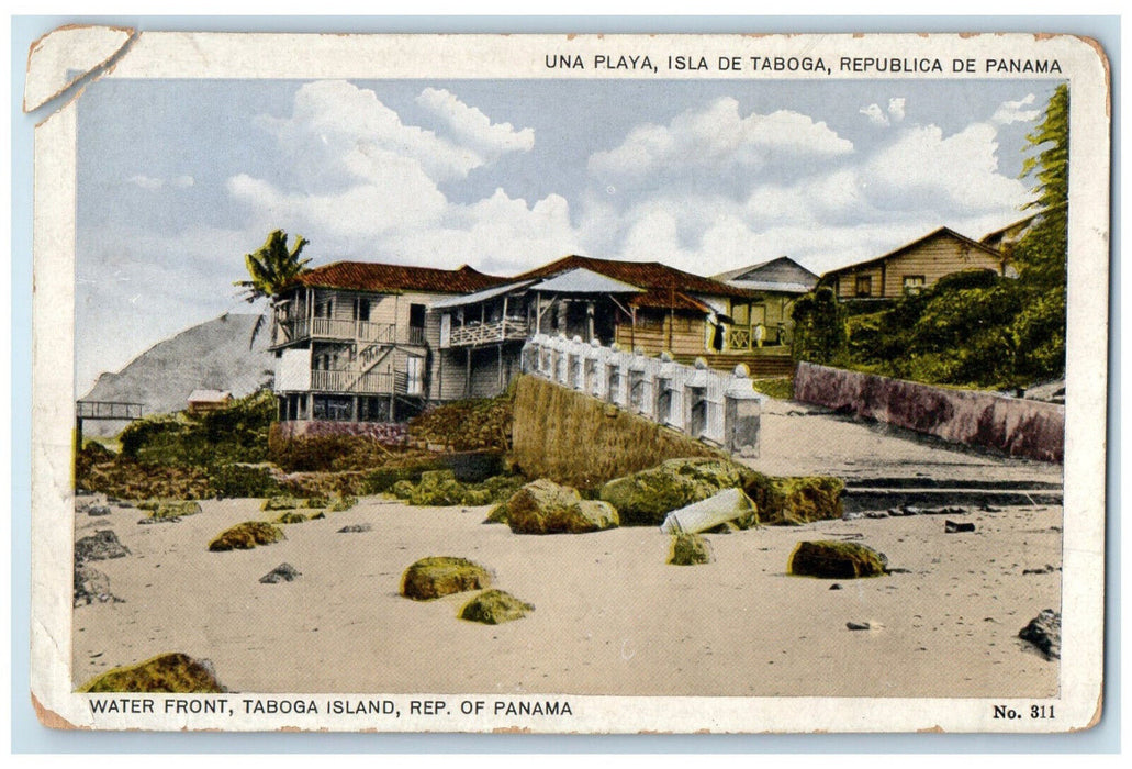 c1920's Water Front Taboga Island Republic of Panama Antique Postcard