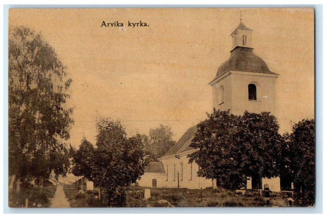 c1910 Building of Arvika Church Arvika Sweden Antique Posted Postcard