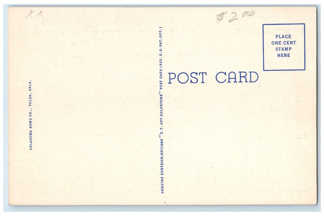 c1930's Heart Of The City By Night Tulsa Oklahoma OK Unposted Vintage Postcard