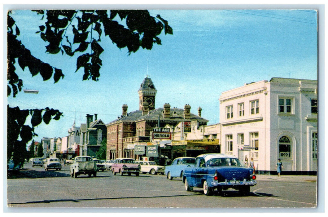 c1950's Main North-South Wyndham Street Shepparton Australia Postcard