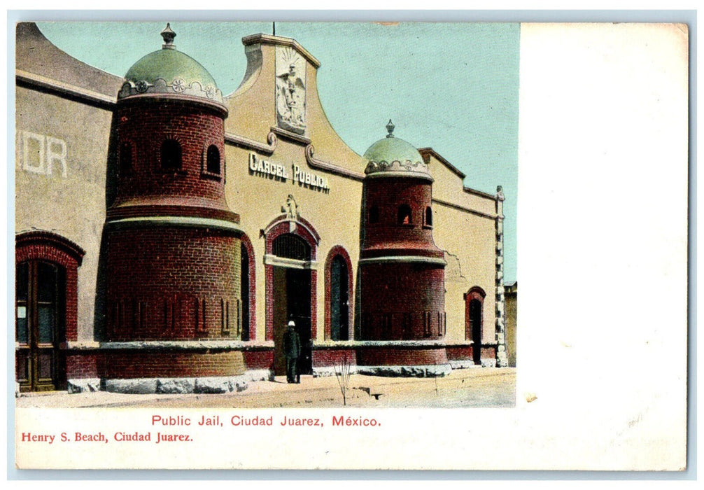 c1905 View of Public Jail Ciudad Juarez Mexico Unposted Antique Postcard