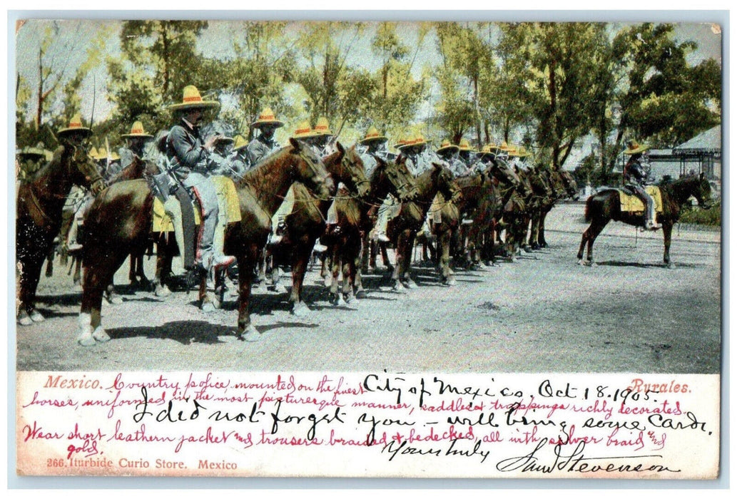 1905 Rurales Mexico City Mexico Horse Carriage Unposted Antique Postcard