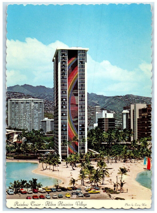 c1970 Rainbow Tower Hilton Hawaiian Village Exterior Island Oahu Hawaii Postcard
