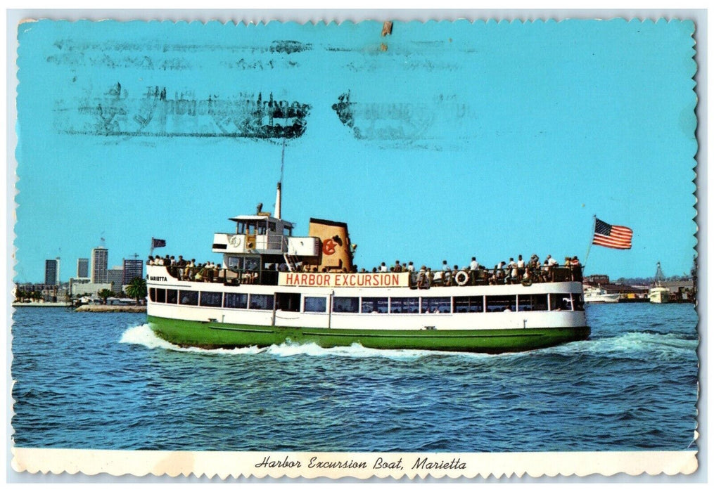 1972 Harbor Excursion Boat Broadway Marietta Sun San Diego California Postcard