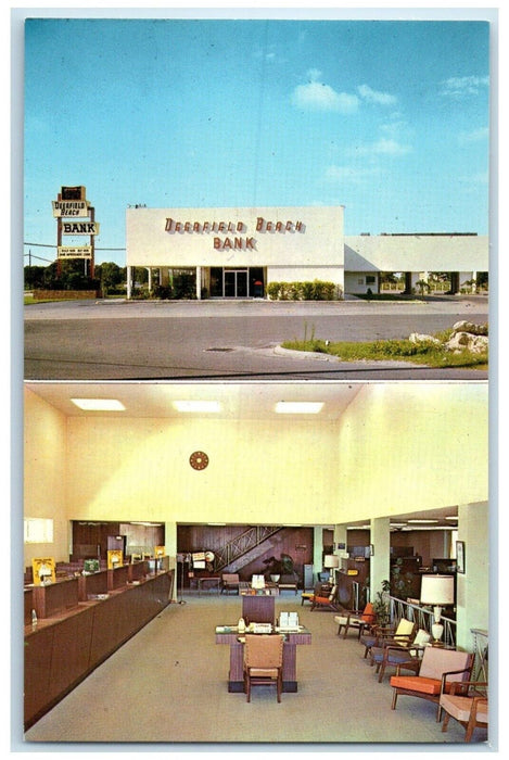 c1960 Deerfield Beach Bank Multi-View Deerfield Beach Florida Unposted Postcard